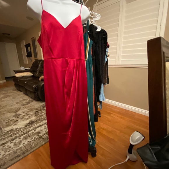 red satin maxi